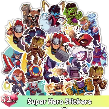 52 Vnt Mielas Super Herojus Lipdukai Juokingas Animacinių filmų Grafiti JDM Lipdukas dėl Riedlentė Nešiojamas Bagažo Baldai Decal Žaislas