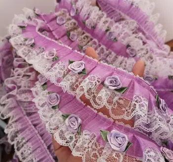 5CM Pločio Šiuolaikinės Siuvinėjimo 3D rožių gėlių nėrinių audinys, apdailos juostelės 