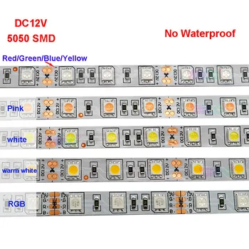 5m DC12V 5050 SMD 60LEDs/m Led Juostelė Balta/Šiltai Balta/Raudona/Žalia/Geltona/Mėlyna/Rožinė/RGB/UV/RGBW/RGBWW Lanksti led juosta