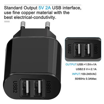 5V 2A ES Prijunkite USB Greitas Įkroviklis Mobiliojo Telefono Sienos Kelionės Maitinimo Adapteris, Skirtas 