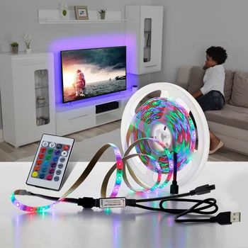 5V LED Šviesos Juostelės USB 2835SMD RGB Diodų Juosta 0,5 M 1M 2M 3M Lankstaus Neono Juostelę TV Apšvietimas KOMPIUTERIO Ekrano Fono Apšvietimas