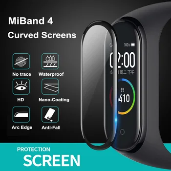 5vnt 3D Apsauginis Stiklas Xiaomi Mi Juosta 4 5 Ekrano apsaugos Miband 5 4 Padengti Smart Watchband 4 band5 Minkštas Filmas