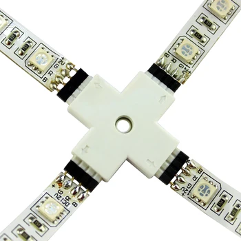 5vnt 4 pin LED Jungtis L, T, X Formos, Skirtas prijungti kampe stačiu kampu 10mm 5050 LED Juosta RGB Šviesos Spalvą Lengva įdiegti Juostelės