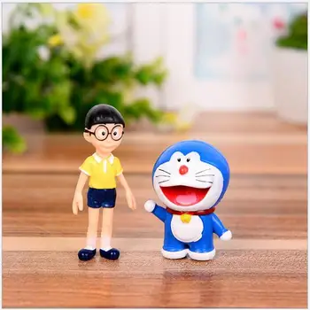 5vnt Doraemon Veiksmų Skaičiai Žaislų Kolekcija Vaikams, Žaislai, Namų Puošyba, Pyragas Apdaila Animacinių filmų Mini Modeliai Žaislai