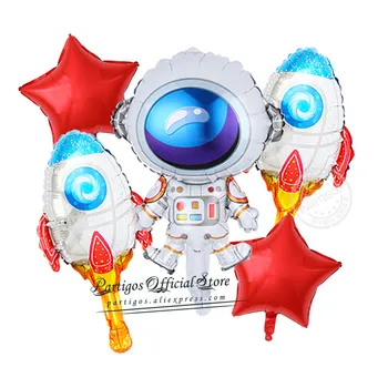 5vnt/Set Minisize Kosmoso Tema Astronautas Raketų folija balionai 10Inch Star Globos Vaikams, Žaislas Berniukams Gimtadienio dekoracijos