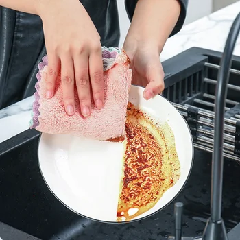 5vnt Skudurėliu Virtuvė Anti-tepalas wipping skudurai efektyvus Super Absorbentas Mikropluošto Šluostės namų plauti indų, virtuvės Rankšluosčiai