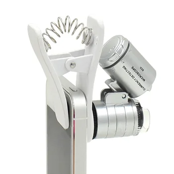 60X Didinamojo Stiklo, Universalus Mobilusis Telefonas, Mini Nešiojamieji Įrašą LED Mikroskopu didinamasis stiklas Loupe UV Valiutos Detektorius Žibintuvėlis