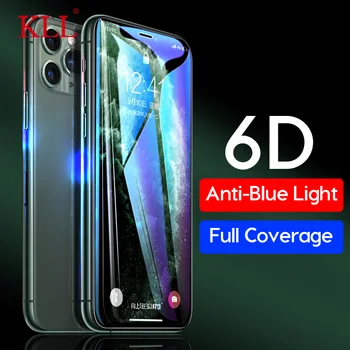 6D Lenkti Stabdžių ir Mėlynos Šviesos Screen Protector, iPhone, 11 Pro Max X Xs Max Xr Visiškai Padengti Grūdinto Stiklo iPhone 8 7 6 6s Plius