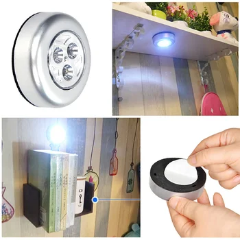 6LED Mini Energiją taupanti Lempa su baterijomis, LED Pagal Kabineto Šviesos diodų (LED) Puck Žibintai Spintos Žibintai Namų Vonios Spintelė Laiptų