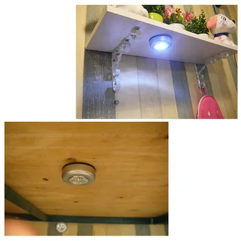 6LED Mini Energiją taupanti Lempa su baterijomis, LED Pagal Kabineto Šviesos diodų (LED) Puck Žibintai Spintos Žibintai Namų Vonios Spintelė Laiptų