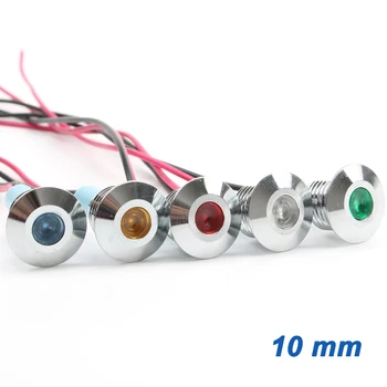 6mm 8mm 10mm 12mm 16mm Metalo LED Įspėjimo lemputė Vandeniui IP67 Signalo Lemputė Pilotas Laidus perjungti 3V 5V (12V 220V Raudona Mėlyna