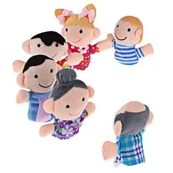 6pcs/aikštelė, Šeimos Pirštų Lėlės Rinkinys Mini Pliušinis vaikų Žaislų Berniukų, Mergaičių Piršto Lėles, Švietimo Istorija Vertus Lėlių Medžiaga Lėlės, Žaislai