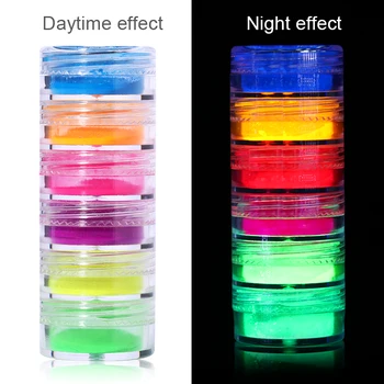 6PCS/Daug Neon Pigmento Miltelių Fluorescencijos Nagų Blizgučiai Vasaros Shinny Dulkių Ombre 