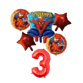 6pcs/daug Spiderman Baliono Numeris žmogus-Voras Šalies Pripučiami Helio Balionus, Gimtadienio Dekoracija vaikų globos ballon