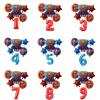 6pcs/daug Spiderman Baliono Numeris žmogus-Voras Šalies Pripučiami Helio Balionus, Gimtadienio Dekoracija vaikų globos ballon