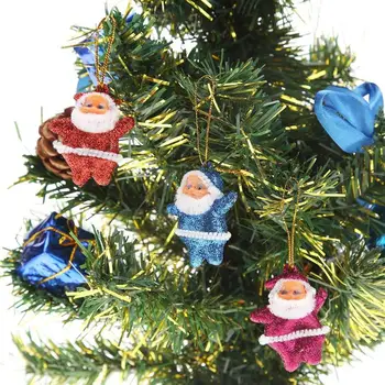 6pcs Mielas Blizgučiai Mini Santa Claus ir Kalėdų Kabinti Lėlės Medžio Šalis Dekoro Kalėdų Dekoracijos namams