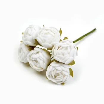 6pcs Mini Arbatos Rožės Pumpuras Dirbtinių Gėlių Puokštės, Vestuvių Namo Šalis Dekoro 