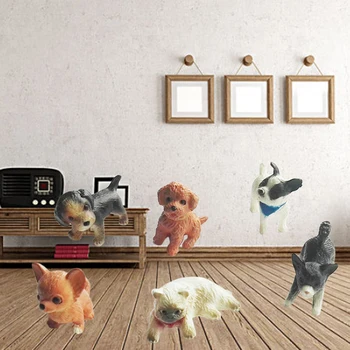 6pcs Mini Katė, Šuo Figūrėlės Pet Lėlės Amatų Modelis, Modeliavimas Gyvūnų Miniatiūriniai Žaislas Mielas Papuošalų Home Office