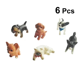 6pcs Mini Katė, Šuo Figūrėlės Pet Lėlės Amatų Modelis, Modeliavimas Gyvūnų Miniatiūriniai Žaislas Mielas Papuošalų Home Office