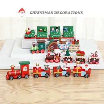 6pcs Vaikams Kalėdų Žaislas Mini Medinis Traukinio Šeimos Namų Dekoro Naujųjų Metų Dovana Vaikams Baby Montessori Medines Automobilių Transporto Žaislas