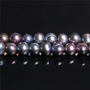 7-8mm Gamtos ovalios juoda bulvių perlų karoliukus, juoda raw nekilnojamojo ovalo gėlo vandens Dirbtiniu būdu išauginti perlai, karoliukai, papuošalai Todėl moterys