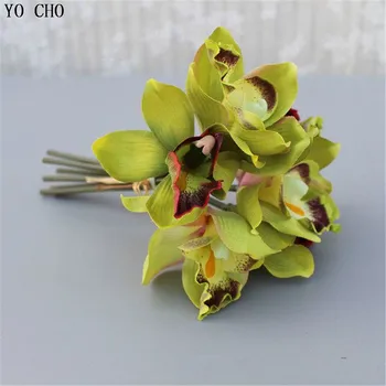 7 galvą vestuvių dekoravimas mariage Orchidėja dirbtinių gėlių dekoratyvinės šilko voilet nuotakos puokštė namų dekoro priedai