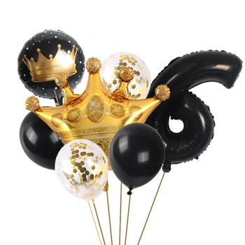 7pc/daug didelis aukso karūna skaičius helio balionus, gimtadienio vestuves kūdikių apdailos princas, princesė temą vaikas Dovana žaislas Globos