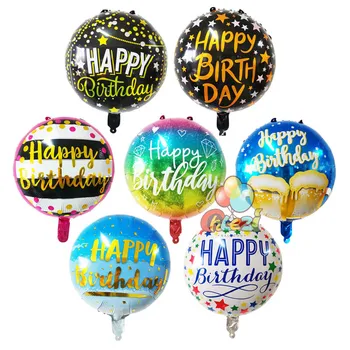 7pcs 18 colių Gimtadienio tema Folija balionai helio Apvalus balionas Suaugusiųjų Laimingas gimtadienio apdailos Vaikams baby shower globos