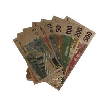 7pcs Aukštos Kokybės 24K Auksu Eurų Padirbtų Pinigų Atminimo Pažymi, Suvenyrų Kolekcija Antikvariniai Apdaila 5-500 Doleris