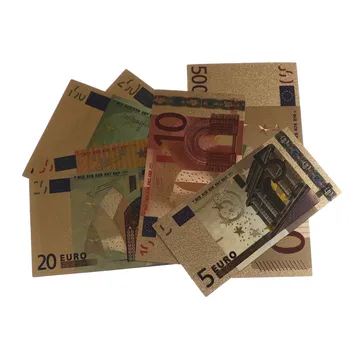 7pcs Aukštos Kokybės 24K Auksu Eurų Padirbtų Pinigų Atminimo Pažymi, Suvenyrų Kolekcija Antikvariniai Apdaila 5-500 Doleris