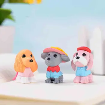 8 Vnt/set Mielas Animacinių filmų Šuo Šuniukas Moss Micro Kraštovaizdžio Terariumai, Statulėlės, Apdailos Dervos Juokinga Ornamentu Pasakų Sodas Miniatiūriniai