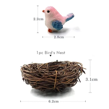 8Pcs Dervos Mažai Papūga Paukštis Lizdą Statulėlės Gyvūnų Modelio, Namų Dekoro Miniatiūriniai Pasakų Sodo Bonsai Apdailos Šiuolaikinės Priedai