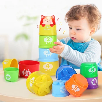 8PCS Montessori Žaislas Kramtyti Vystymosi Kūdikių Ankstyvojo Ugdymo + Skaičiai, Raidės Foldind Stack Cup Tower Žaislai, Gimtadienio Dovanos
