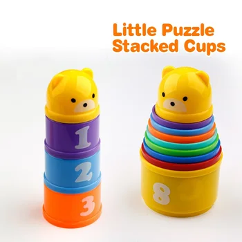 8PCS Montessori Žaislas Kramtyti Vystymosi Kūdikių Ankstyvojo Ugdymo + Skaičiai, Raidės Foldind Stack Cup Tower Žaislai, Gimtadienio Dovanos