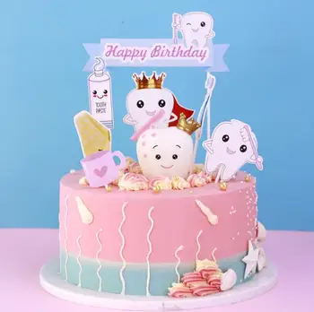 8pcs/set Mielas Kūdikis Dantų Pyragą Keksų Rėžtuvės Baby Shower Happy Birthday Party 