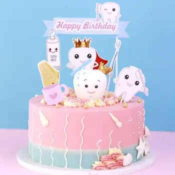 8pcs/set Mielas Kūdikis Dantų Pyragą Keksų Rėžtuvės Baby Shower Happy Birthday Party 