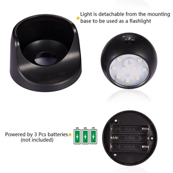 9 LED PIR Judesio Jutiklis Nakties Šviesos 360 Laipsnių Sukimosi Belaidžio Detecto Sienos Naktį Šviesos Lempa Auto On/Off Spinta Koridoriuje Šviesos