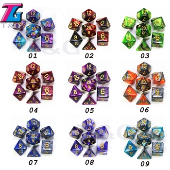 9 Spalvų Mišinys Kauliukų Rinkinys su maišeliu DND RPG PortableToys Suaugusiems, Vaikams, Plastikiniai Kubeliai Polyhedral d20