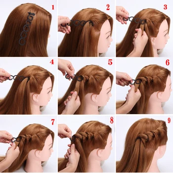 9 Stilių Lady prancūzijos vidaus vartojimui Plaukų Kasytės Įrankis Pynimo Braider Roller Plaukų Twist Stilius Įrankis 