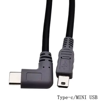 90 Dešinę Kampu USB C Tipo 3.1 Vyras Į Mini USB 5 Pin Micro Male Kištuko Keitiklį OTG Adapterio Sukelti Duomenų Kabelis, skirtas Mobiliesiems Macbook