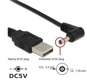 90 Kampu PC USB Vyras į 5V DC 3,5 mm x 1.35 mm Barelį Jungtis, Maitinimo Laidas laido adapteris