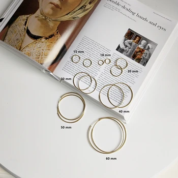 925 sterlingas sidabro auskarai Klasikinis mados aukso Apvalus vamzdis apvalus ausies žiedas 