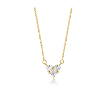 925 Sterlingas Sidabro Elegantiškas Deimantų Širdies formos Aukso Spalvos Karoliai AAA Blizga Cirkonis Choker Vestuvių Dovana Moterims Fine Jewelry