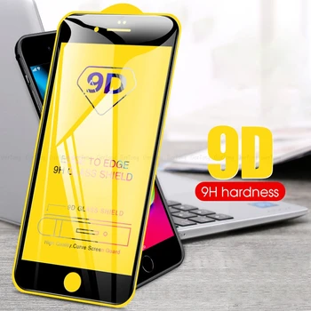 9D Apsauginis Stiklas iPhone 6 6S 7 8 Plus Glass Ekrano apsaugos iPhoneX XR XS MAX 7 6 Visišką Juodas Grūdintas Stiklas
