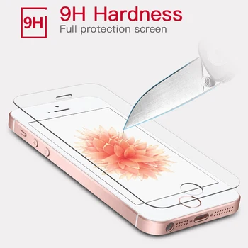 9H Grūdintas Stiklas Screen Protector Atveju iPhone, 7 7Plus 4 4S 5 5S 5C 5SE 8 X 6, 6S Plius XR Xs Max Padengti Telefono Apsauginė Plėvelė