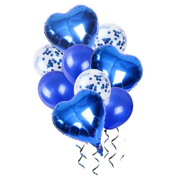 9pc Širdies Aliuminio folija balionas Konfeti lateksiniai balionai su Gimtadieniu Šalis Tiekia vestuvių scena apdailos Baby Shower žaislai
