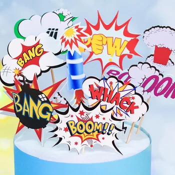 9pcs Animacinių filmų Draudimas Raketų Happy Birthday Cake Toppers Laišką Dekoro Berniukas Gimtadienis Desertas Cupcake Dekoro Prekes