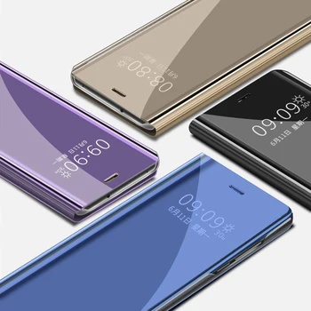 A6+ Veidrodis Filp Odinis dėklas, Skirtas Samsung Galaxy A6 2018 A605FN Smart veidrodis Knygos atveju 