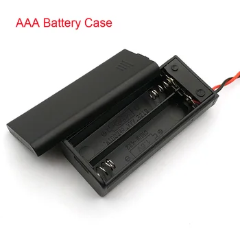 AAA Baterijų Laikiklis Atveju Dėžutė Su Veda Su ON/OFF Jungikliu, Padengti 2 Lizdas Standartinė Baterija, Konteineris