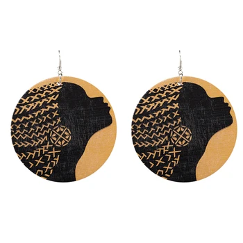 AENSOA Derliaus Dažytos 18 Stiliaus Afrikos Mediniai Lašas Auskarai Moterims Pareiškimą Turas Afrikos Etninės bižuterijos didmeninė